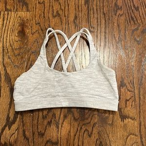 Lululemon gray and white striped cotton sports bra, size 8